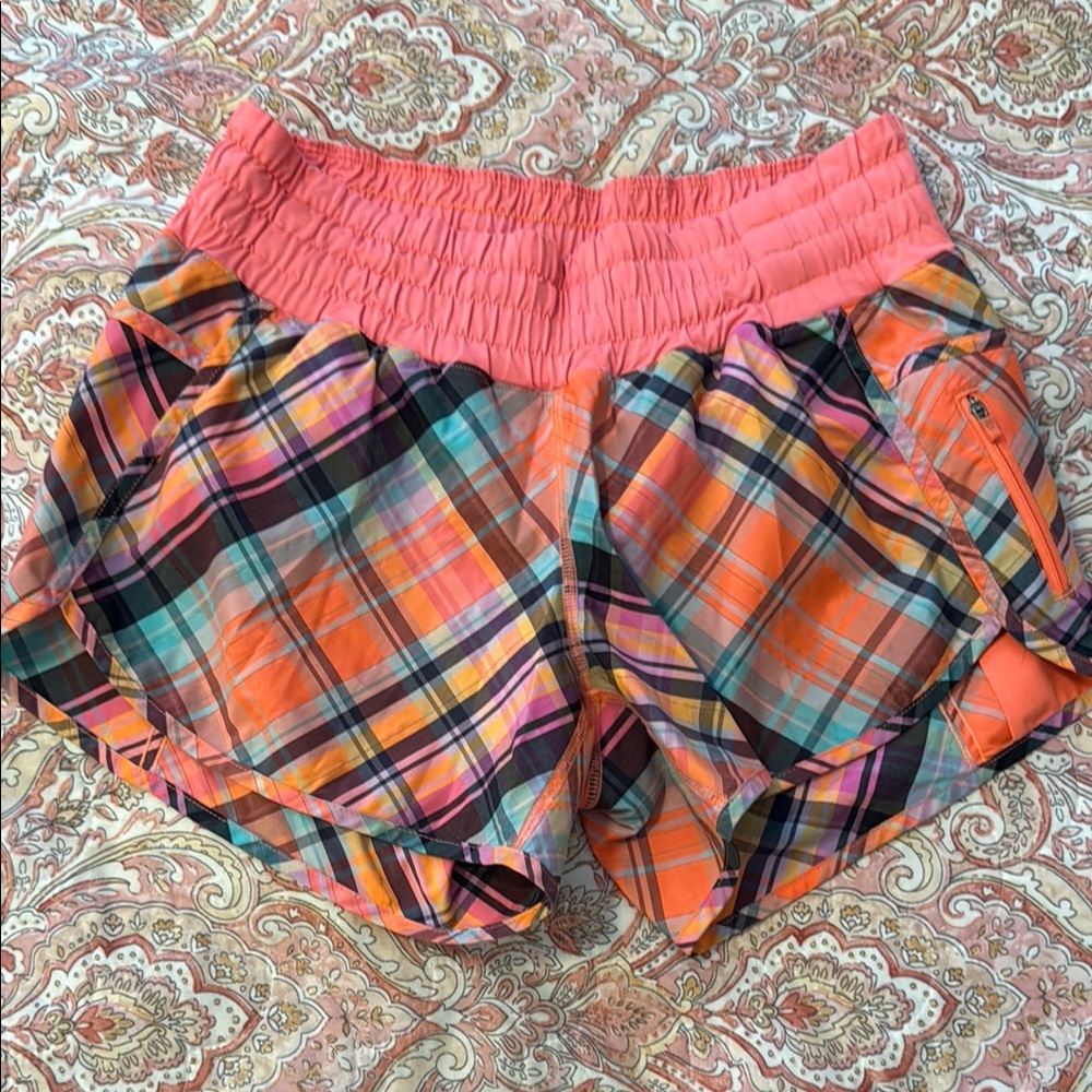 Lululemon Pink and Orange Athletic Shorts Vibrant and Breathable